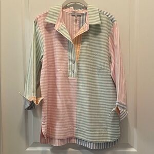 Pastel Striped Women's Button Down Shirt